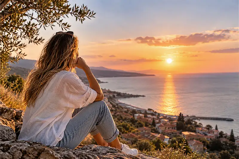 Mann am Meer macht sich Gedanken zum Auswandern nach Kalabrien